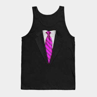 Pink Suit Up! Realistic Suit and Tie Casual Graphic for Zoom Tank Top